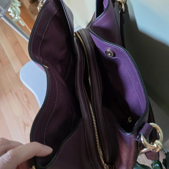 Coach Hallie Eggplant Purple Leather Women's Bag - Picture 6 of 12